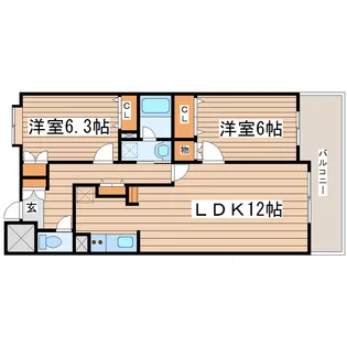 くれが泉中央【6階】の間取り