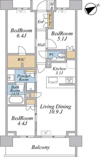 ザ・パークハウス四谷若葉レジデンス【6階】の間取り