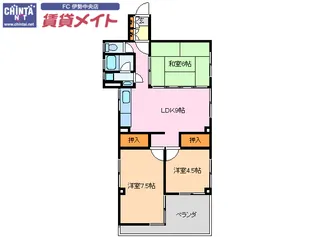 一之木ハイツI【5階】の間取り