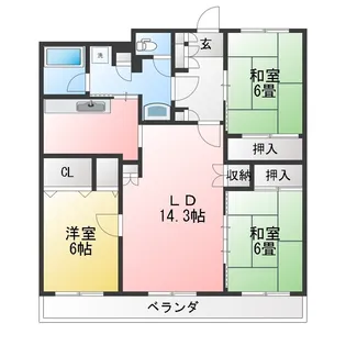 大金平ハイツ【3階】の間取り