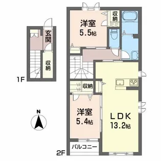 ジュジョールB【2階】の間取り