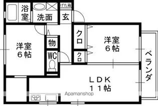 プレステージ西冠 A棟B棟【2階】の間取り