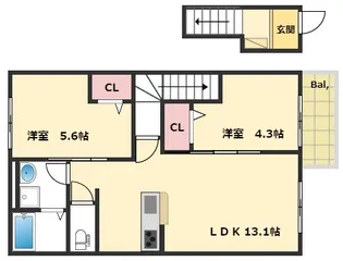 カーサ シエル【2階】の間取り