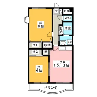 プリンスハイツ箕田【2階】の間取り