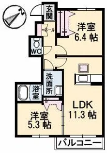 グリーンクレスト【1階】の間取り