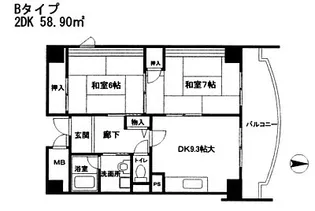 大阪府大阪市東住吉区南田辺3【マンション】の間取り