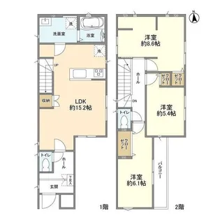 千葉県鎌ヶ谷市中佐津間2【一戸建】の間取り