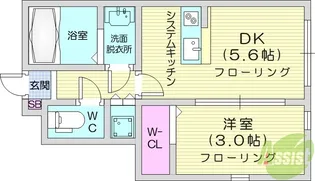 カームコート太子堂【1階】の間取り