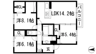 アベニールA棟【2階】の間取り