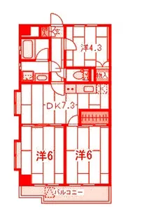 ラ・ベルヴィ【3階】の間取り