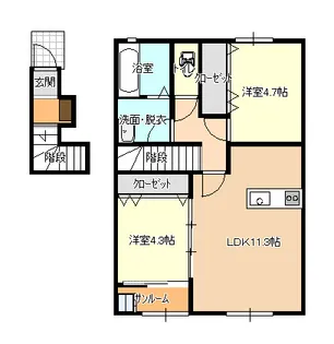 アパートメントドゥローズ【2階】の間取り