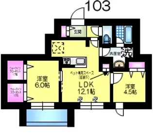 メゾンクレール谷在家【1階】の間取り
