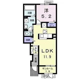ボヌール市野坪I【1階】の間取り
