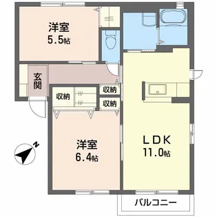 メゾンドソレイユ 1番館【2階】の間取り