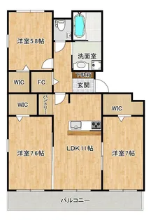クロノス55東野【3階】の間取り