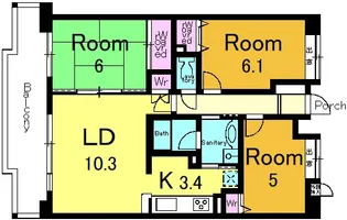 シャリエ長岡京【2階】の間取り