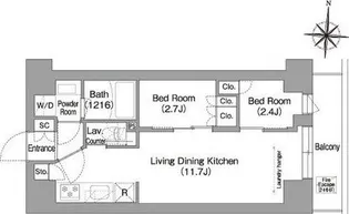 コンフォリア・リヴ南品川【8階】の間取り