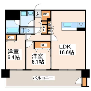 ニューガイア水前寺No.54【5階】の間取り