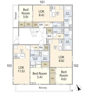 オールデン・ヒル【1階】の間取り