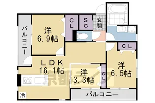アイメゾン誓願寺【3階】の間取り