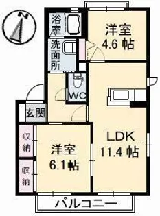バリュージュK B棟【2階】の間取り