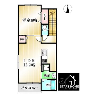 マリオ北島B【3階】の間取り