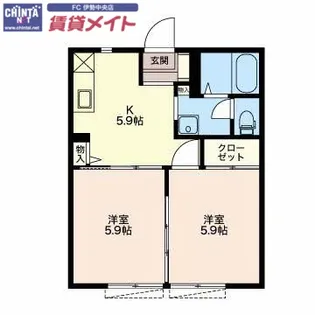 セゾンクレール B【1階】の間取り