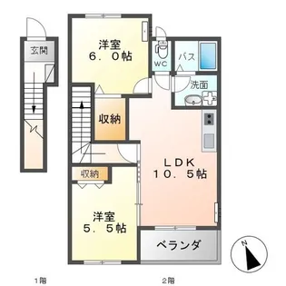 ドリーム 2LDK【2階】の間取り