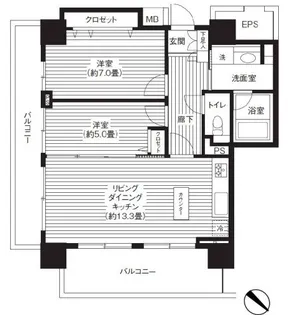 グランピラー高井戸【8階】の間取り