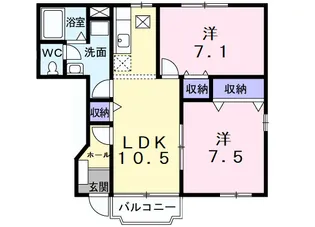 カーサ ラウレールII【1階】の間取り