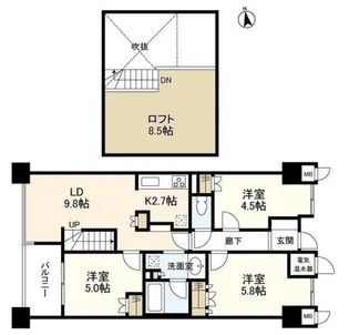 スルバリエ梶ヶ谷【4階】の間取り