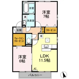 リビングタウン岩国 G棟【2階】の間取り