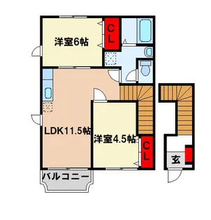 オカトピア藤原I【2階】の間取り