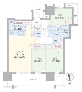 幕張ベイパーク ライズゲートタワー【33階】の間取り