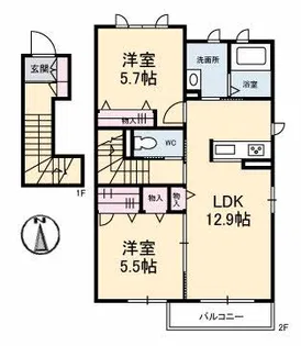 シャーメゾンサペリア【2階】の間取り