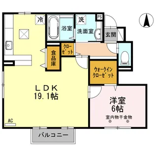 シエル フジサキ【1階】の間取り