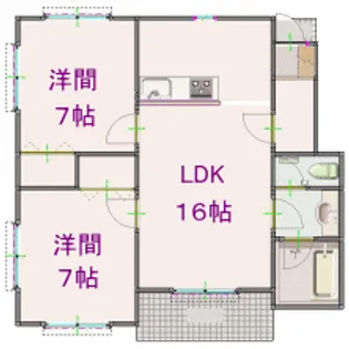 グランデデージュ北原A棟【2階】の間取り