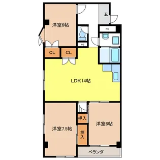 岐阜県岐阜市西鶉6【マンション】の間取り