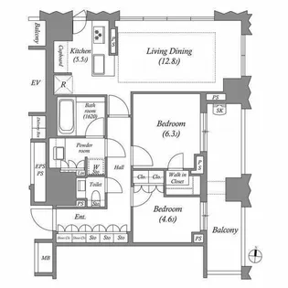 ブランズ千代田富士見【7階】の間取り
