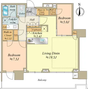 HARUMI FLAG PARK VILLAGE T棟【31階】の間取り