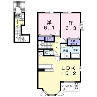 ヴィラプリムローズB【2階】の間取り