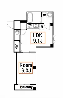 1DKの間取り画像
