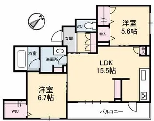 アズール庚午北【2階】の間取り