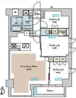 Brillia ist 池尻大橋 ブリリアイスト池尻大橋【6階】の間取り