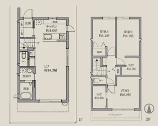 東京都国立市東2【一戸建】の間取り