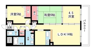 大阪府吹田市千里山竹園2【マンション】の間取り