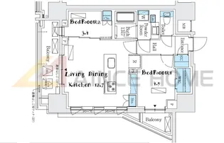 シーズンフラッツ浅草六丁目【9階】の間取り