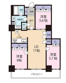 阿波座ライズタワーズフラッグ46 OMPタワー【40階】の間取り