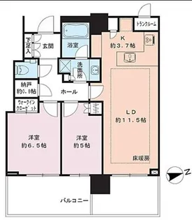 パークシティ中央湊 ザ・タワー【31階】の間取り