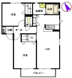 スリーゼC棟【2階】の間取り